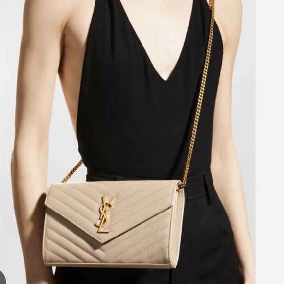 YSL cassandre flap large wallet on chain beige - Picture 3 of 14